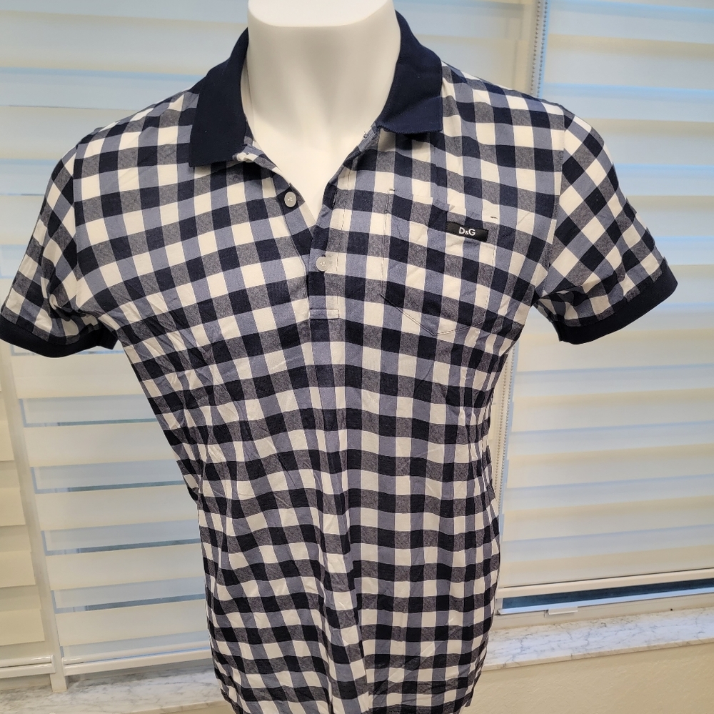 DOLCE & GABBANA Shirt Dadk Blue and white